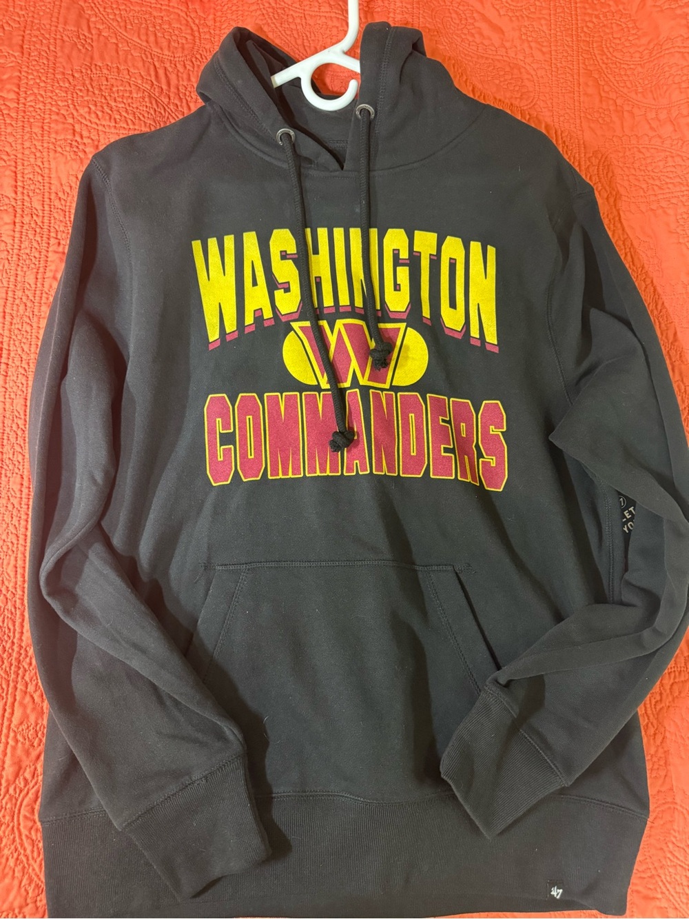 47 Black Washington Commanders Pullover Hoodie with Yellow & Burgundy Logo